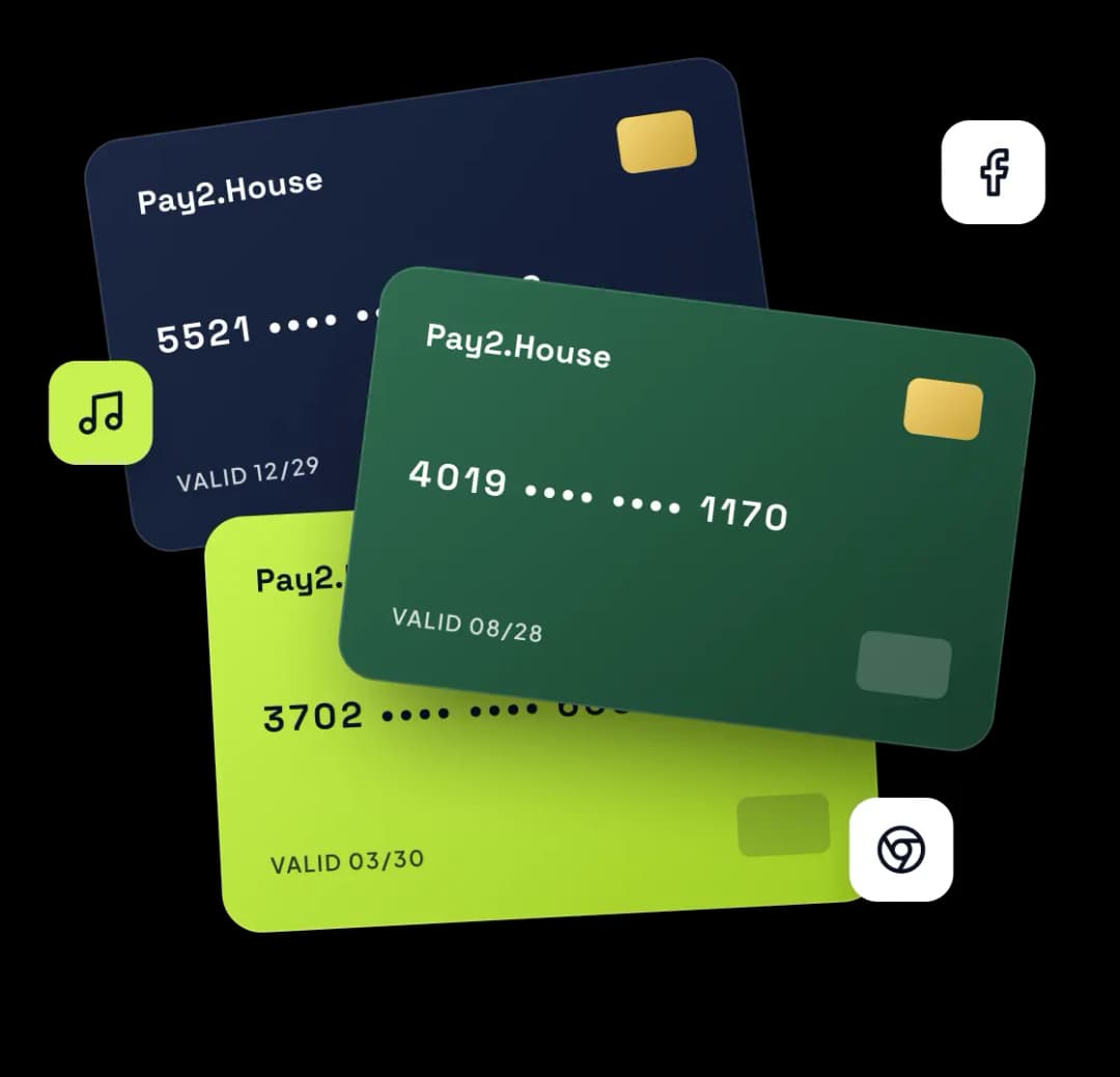 Pay2.House virtual cards for Facebook, Google and TikTok ads